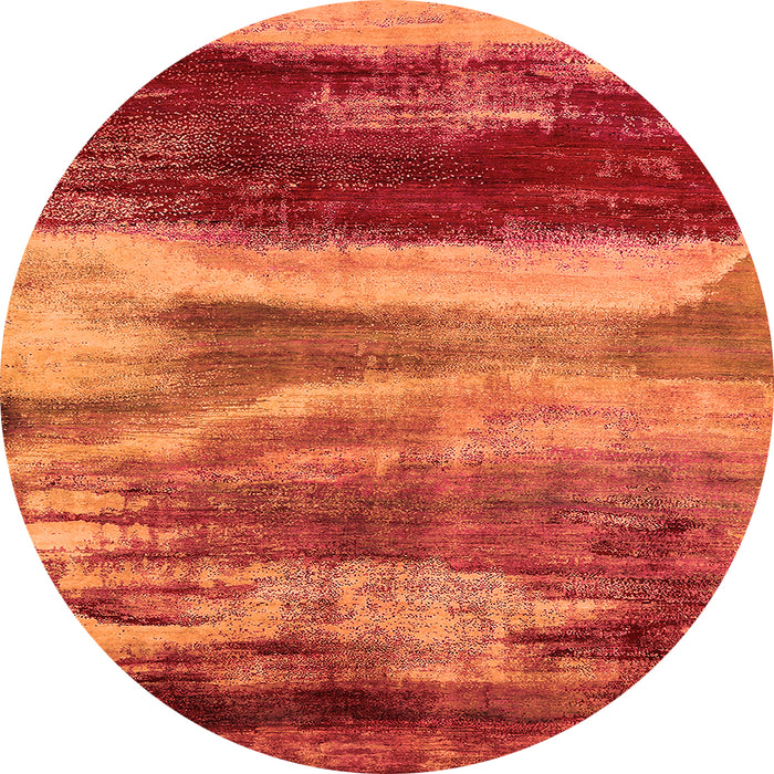 Round Machine Washable Oriental Orange Industrial Area Rugs, wshurb2082org