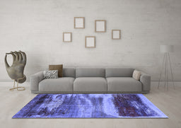 Machine Washable Oriental Blue Industrial Rug in a Living Room, wshurb2082blu