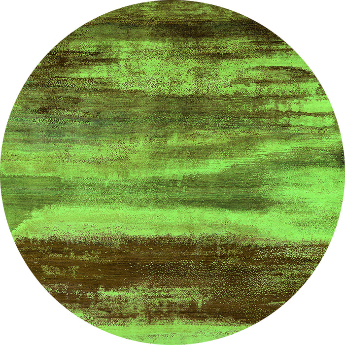 Round Oriental Green Industrial Rug, urb2082grn