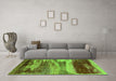 Machine Washable Oriental Green Industrial Area Rugs in a Living Room,, wshurb2082grn