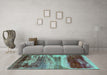 Machine Washable Oriental Turquoise Industrial Area Rugs in a Living Room,, wshurb2082turq