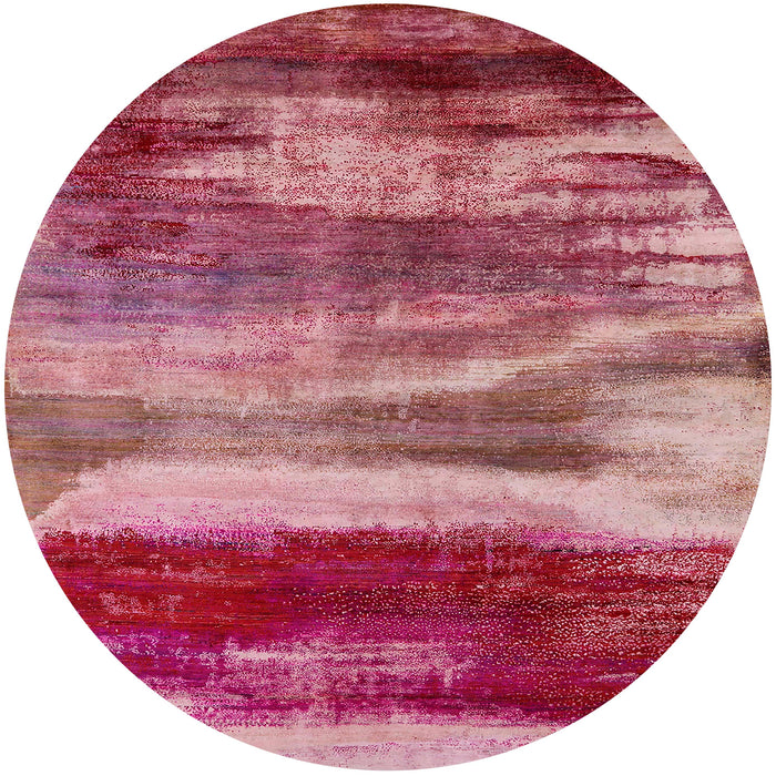 Round Machine Washable Industrial Modern Crimson Red Rug, wshurb2082