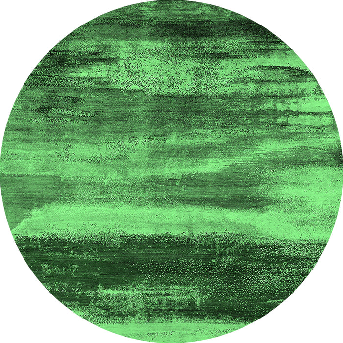 Round Oriental Emerald Green Industrial Rug, urb2082emgrn