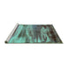 Sideview of Machine Washable Oriental Turquoise Industrial Area Rugs, wshurb2082turq