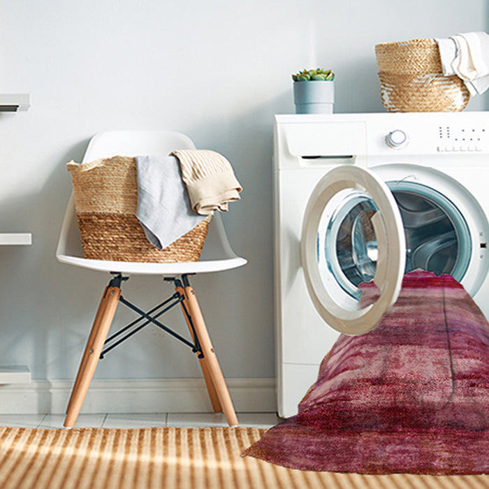 Machine Washable Industrial Modern Crimson Red Rug in a Washing Machine, wshurb2082
