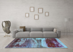 Machine Washable Oriental Light Blue Industrial Rug in a Living Room, wshurb2082lblu