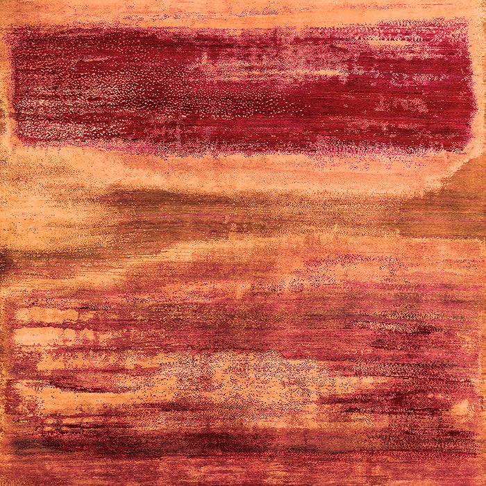 Square Machine Washable Oriental Orange Industrial Area Rugs, wshurb2082org