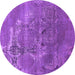 Round Oriental Purple Industrial Rug, urb2083pur