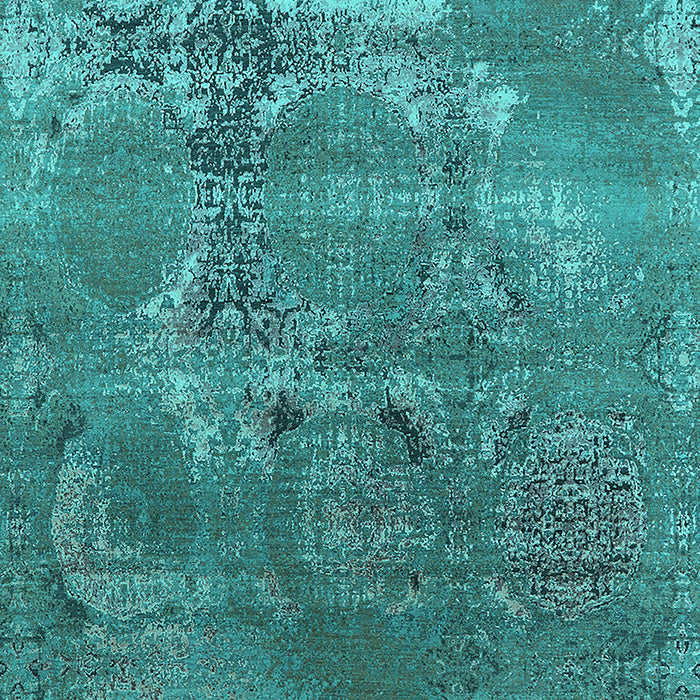 Machine Washable Oriental Turquoise Industrial Area Rugs, wshurb2083turq