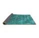 Sideview of Oriental Turquoise Industrial Rug, urb2083turq