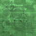 Square Machine Washable Oriental Emerald Green Industrial Area Rugs, wshurb2083emgrn