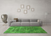 Machine Washable Oriental Green Industrial Area Rugs in a Living Room,, wshurb2083grn