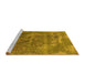 Sideview of Machine Washable Oriental Yellow Industrial Rug, wshurb2083yw