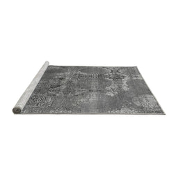 Sideview of Machine Washable Oriental Gray Industrial Rug, wshurb2083gry