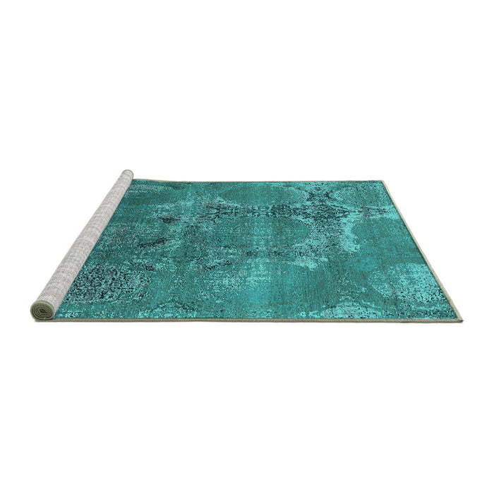 Sideview of Machine Washable Oriental Turquoise Industrial Area Rugs, wshurb2083turq