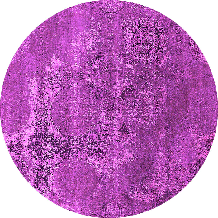 Round Machine Washable Oriental Pink Industrial Rug, wshurb2083pnk