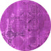 Round Machine Washable Oriental Pink Industrial Rug, wshurb2083pnk