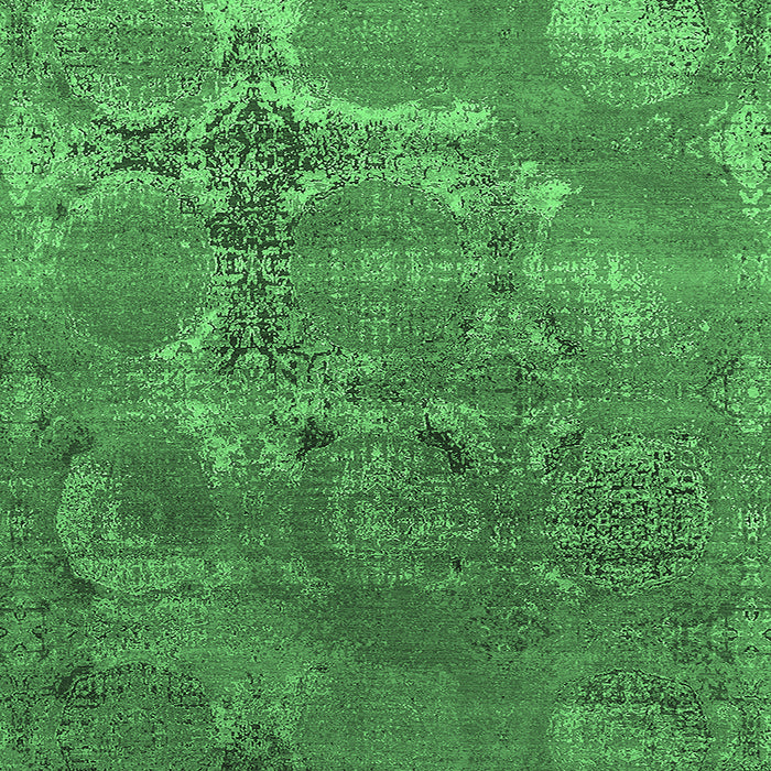 Square Oriental Emerald Green Industrial Rug, urb2083emgrn