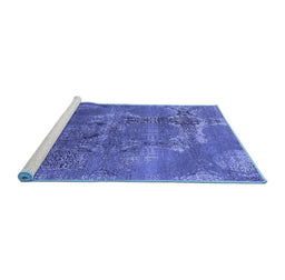 Sideview of Machine Washable Oriental Blue Industrial Rug, wshurb2083blu