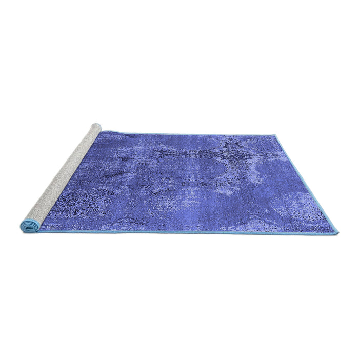 Sideview of Machine Washable Oriental Blue Industrial Rug, wshurb2083blu