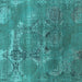 Square Machine Washable Oriental Turquoise Industrial Area Rugs, wshurb2083turq