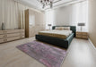 Mid-Century Modern Purple Oriental Rug in a Bedroom, urb2083