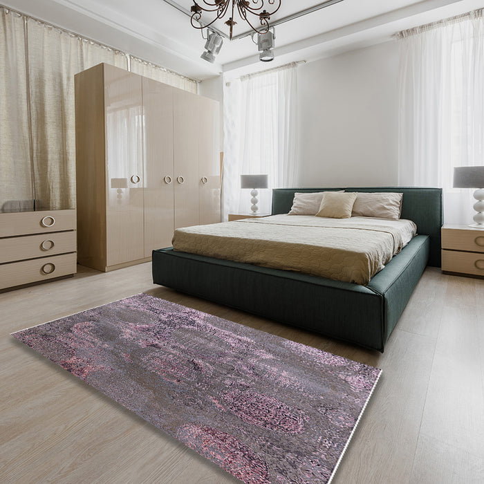 Machine Washable Industrial Modern Purple Rug in a Bedroom, wshurb2083