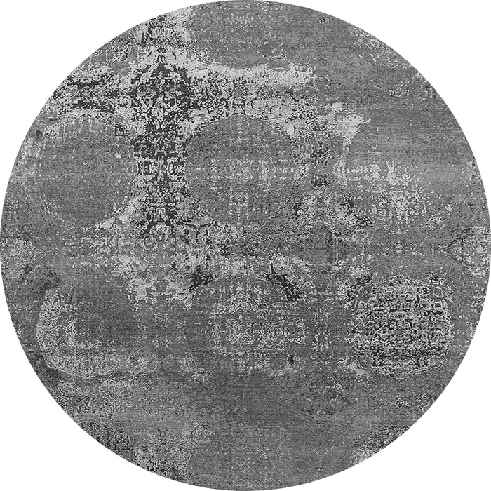 Round Oriental Gray Industrial Rug, urb2083gry