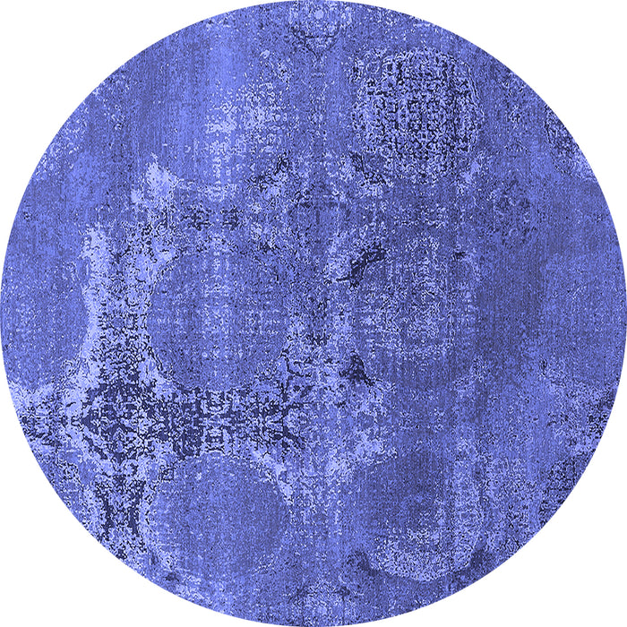 Round Oriental Blue Industrial Rug, urb2083blu