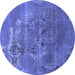 Round Oriental Blue Industrial Rug, urb2083blu