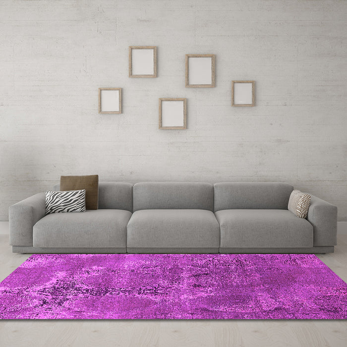Machine Washable Oriental Pink Industrial Rug in a Living Room, wshurb2083pnk