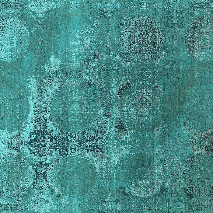 Square Oriental Turquoise Industrial Rug, urb2083turq