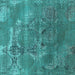 Square Oriental Turquoise Industrial Rug, urb2083turq