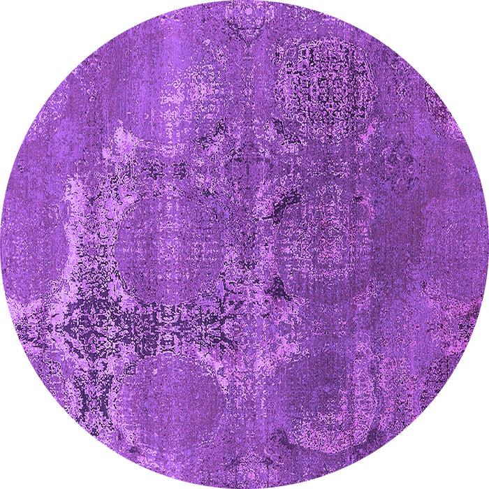 Round Machine Washable Oriental Purple Industrial Area Rugs, wshurb2083pur