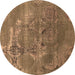 Round Oriental Brown Industrial Rug, urb2083brn