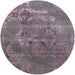 Round Mid-Century Modern Purple Oriental Rug, urb2083