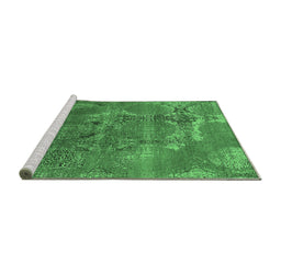 Sideview of Machine Washable Oriental Emerald Green Industrial Area Rugs, wshurb2083emgrn