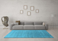 Machine Washable Oriental Light Blue Industrial Rug, wshurb2084lblu