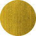 Round Oriental Yellow Industrial Rug, urb2084yw