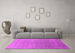 Machine Washable Oriental Pink Industrial Rug in a Living Room, wshurb2084pnk