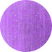 Round Machine Washable Oriental Purple Industrial Area Rugs, wshurb2084pur