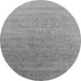 Round Machine Washable Oriental Gray Industrial Rug, wshurb2084gry