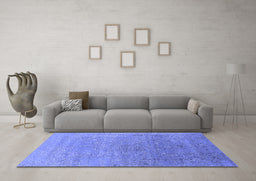 Machine Washable Oriental Blue Industrial Rug in a Living Room, wshurb2084blu