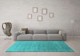 Machine Washable Oriental Turquoise Industrial Area Rugs in a Living Room,, wshurb2084turq