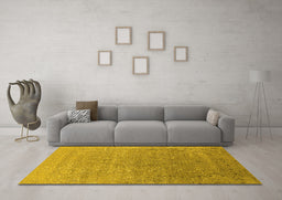 Machine Washable Oriental Yellow Industrial Rug in a Living Room, wshurb2084yw