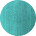 Round Oriental Turquoise Industrial Rug, urb2084turq