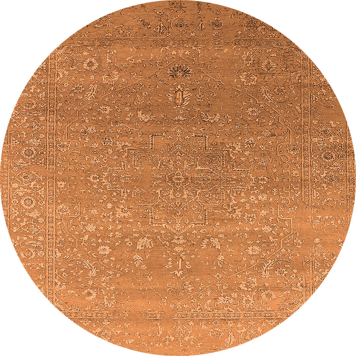 Round Oriental Orange Industrial Rug, urb2084org