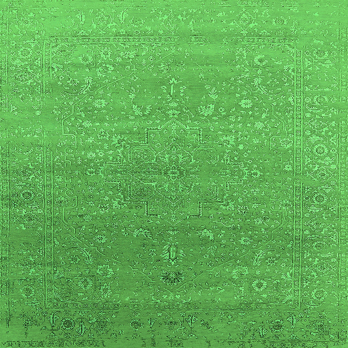 Square Machine Washable Oriental Green Industrial Area Rugs, wshurb2084grn