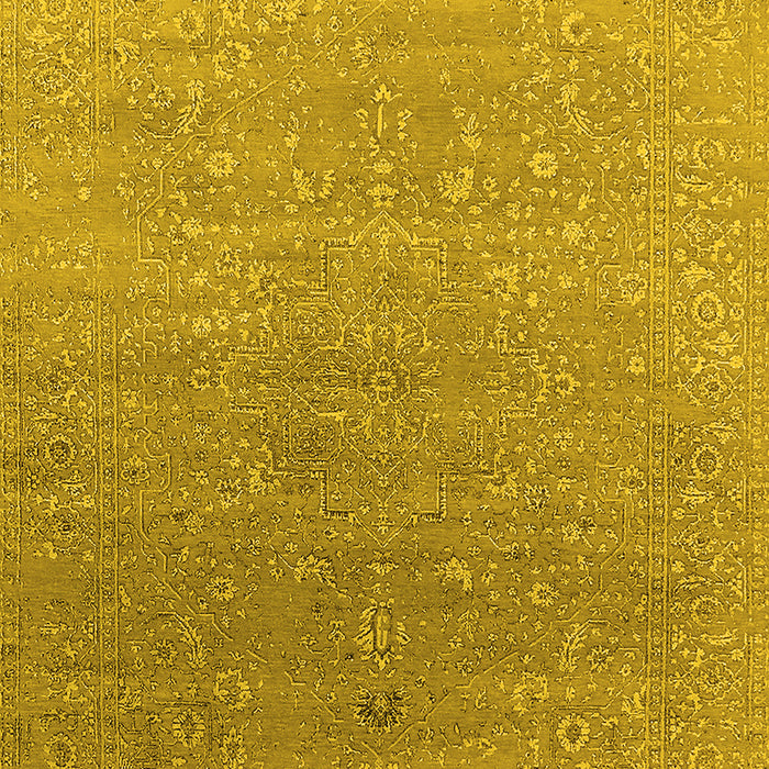 Machine Washable Oriental Yellow Industrial Rug, wshurb2084yw