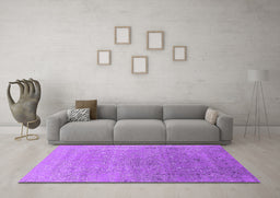 Machine Washable Oriental Purple Industrial Area Rugs in a Living Room, wshurb2084pur